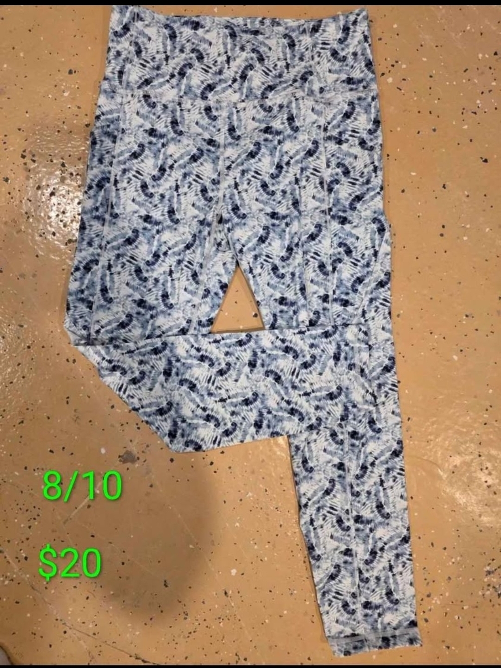 Womens Blue Patterned Leggings